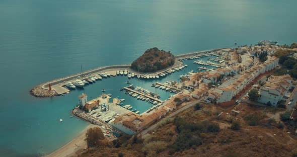 Aerial view of a leisure port.