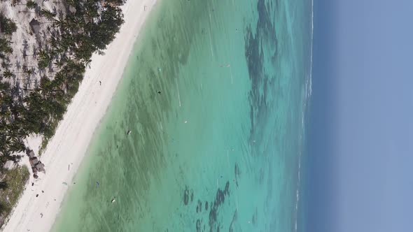 Vertical Video of the Coast of Zanzibar Island Tanzania Slow Motion