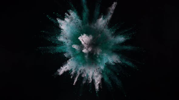 Super Slowmotion Shot of Color Powder Explosion Isolated on Black Background