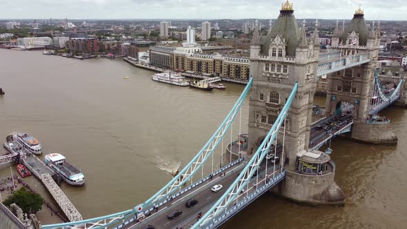 Drone View of Tower Bridge and River Thames