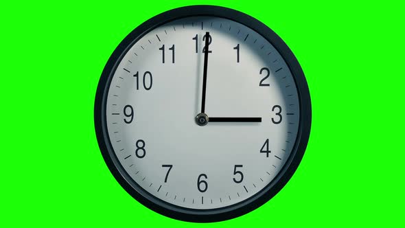 Clock Turning From Start To Finish Looped Shot Greenscreen