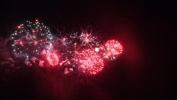 Long Time Seamless Loop of Real Abstract Colourful Fireworks Festival Display at Black Background