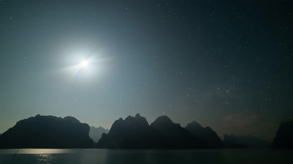 Stars and moon rise light movement time lapse