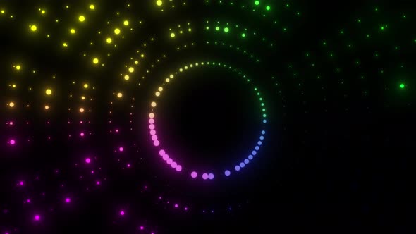 Vj Loop Circle Motion Background. Glowing Circle Particle Animation Like Disco Background Wall Disco