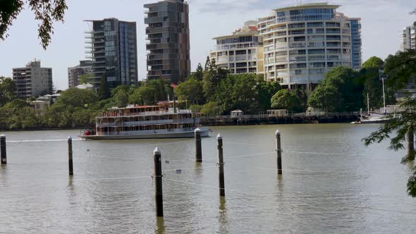 Brisbane River Cruise Boat sails along the Brisbane River