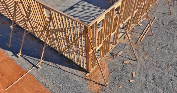 Panorama View Framing Unfinished of a Apartment Residential Construction Wall