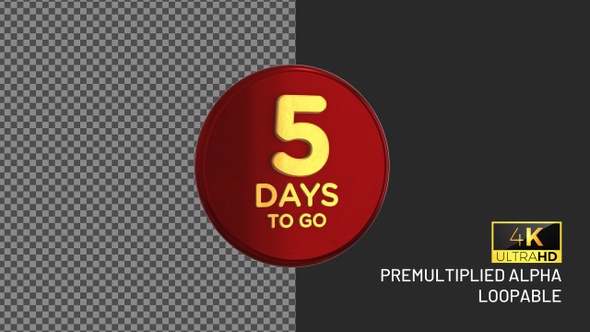 5 Days To Go Rotating Looping Badge with Alpha Channel alt