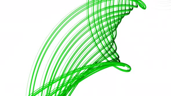 Green Color Line Animated On White Background