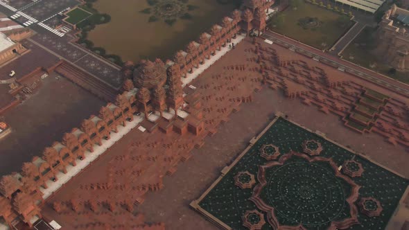 Delhi, India, the "Akshardham" temple aerial 4k drone footage