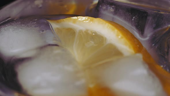 Close Up of Glass Water with Lime Lemon