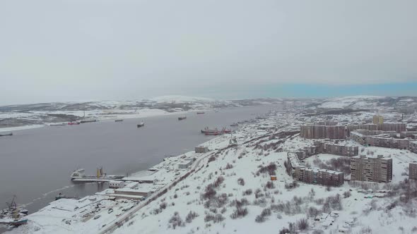 Aerial View of Seaport Murmansk Russia