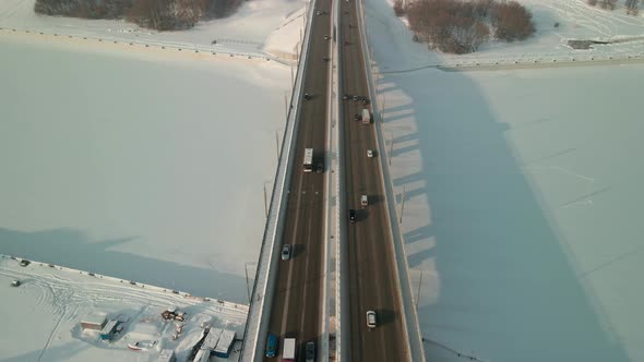 Road Bridge Across the Frozen River