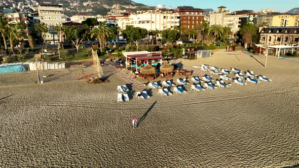 Bar by the sea aerial view 4 K Turkey Alanya