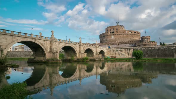 Time Lapse of Castel Sant Angelo in Rome , Italy