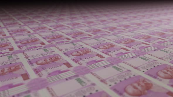 2000 Indian rupees bills on money printing machine.