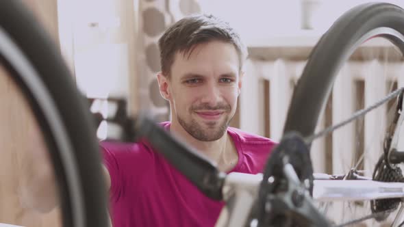 Satisfied Cyclist Enjoys Technical Condition of Bike