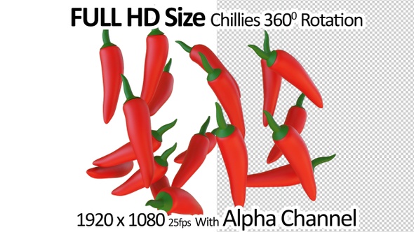 Chillies Rotation 360 with Alpha Channel