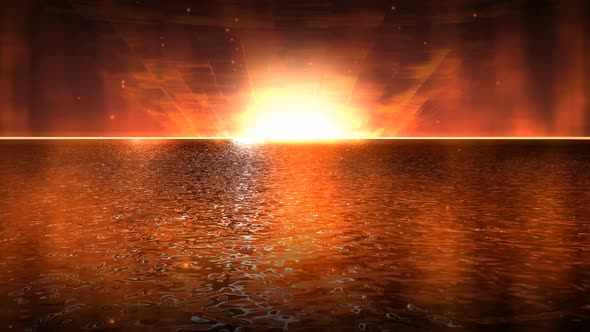 Golden Water Sunset Animated Background