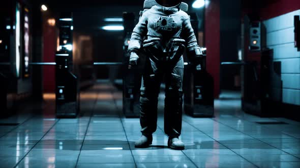 Astronaut at Underground Metro Subway