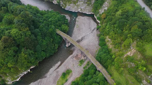 Old Miners' Railway Bridge in the Mountains and Forests