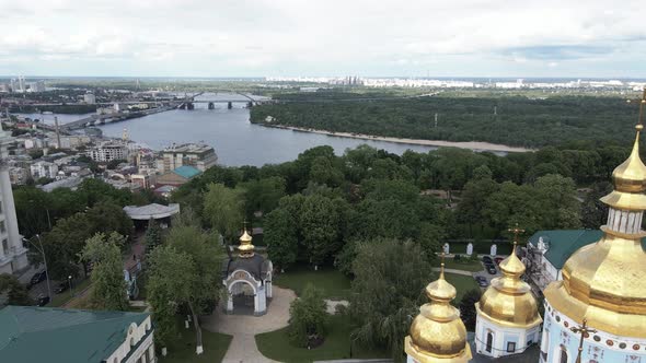 Kyiv. Ukraine: St. Michael's Golden-Domed Monastery. Aerial View