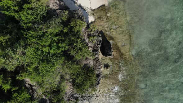 Zanzibar Tanzania  Aerial View of the Ocean Near the Shore of the Island Slow Motion