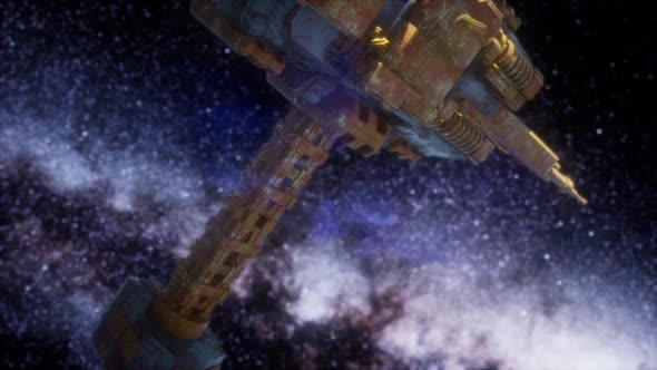 Space Ship and Milky Way Stars alt