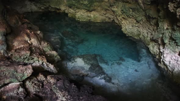 Cave with Fresh Water Underground River Cave Under the Cliffs Zanzibar Kuza Cave