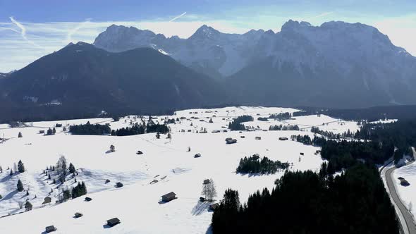 Alps and Karwendel mountains near Mittenwald in Bavaria