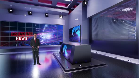 3D Virtual Tv Studio News B9021