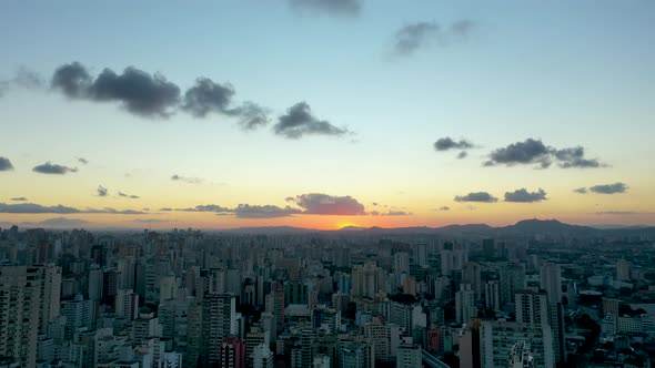 Sunset downtown district timelapse city. 4K time lapse downtown city