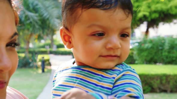 Mother and son at the park