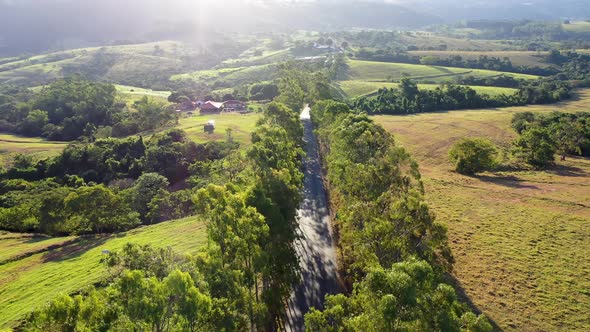 Countryside scenery aerial view. Rural landscape.