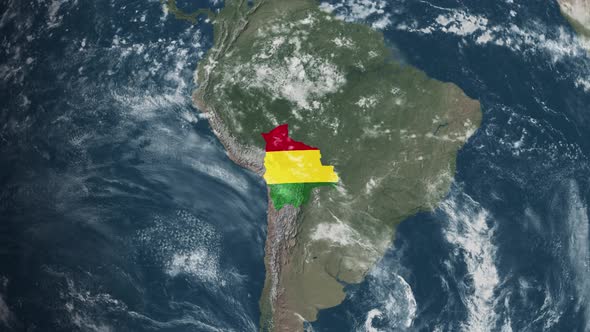 Globe Map of Bolivia with a flag (Highlighted)
