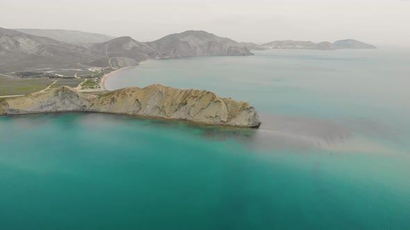 Aerial View of Cape Chameleon and Quiet Bay Crimean Peninsula