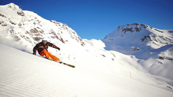 Skier Carving in Slow Motion