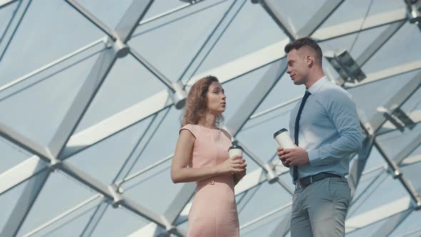 Smiling people with coffee