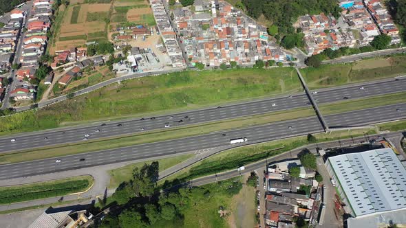 Bandeirantes highway near downtown Sao Paulo Brazil. Famous brazilian road