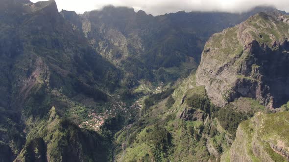 Aerial view of Valley of the Nuns (Curral das Freiras) on Madeira, Portugal