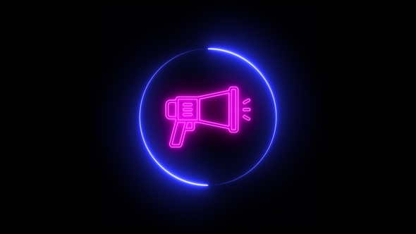 Colorful Neon Megaphone Icon