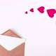 craft paper envelope and red flying hearts on white background - VideoHive Item for Sale