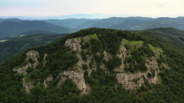 Aerial view of the top of Folkmarska skala in the village of Velky Folkmar in Slovakia