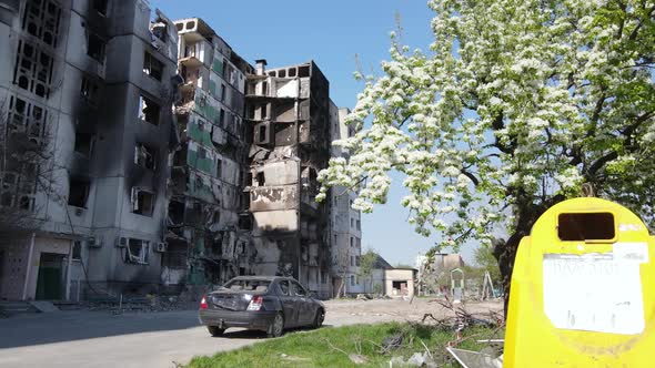 Destroyed Residential Building in Borodyanka Kyiv Region Ukraine