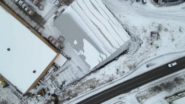 Top-Down View Of Fishing Port Covered By Fresh Winter Snow In Skjervøy, Troms County, Northern Norwa