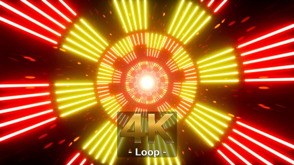 Glowing Red and Yellow Light Beam VJ Loop