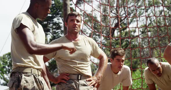 Military troops standing at boot camp 4k