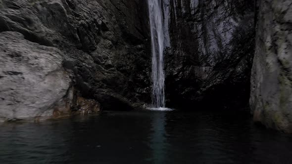 Mountain waterfall in lost untouched  area in ledro (north italian region)