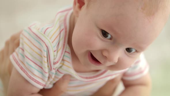 Cute Baby Face. Close Up of Funny Baby Emotion. Portrait of Happy Child Face