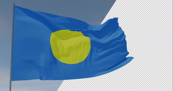 flag Palau patriotism national freedom, seamless loop, alpha channel