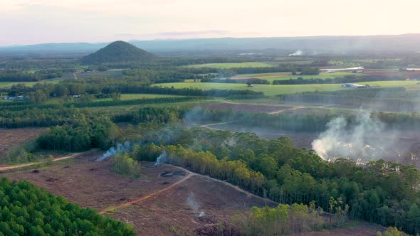 Aerial view of a deforestation in Queensland, Australia.